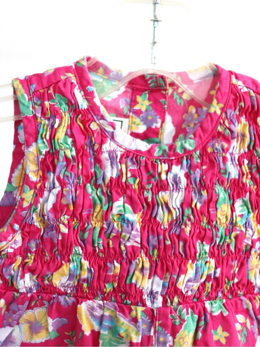 LL Bean Vintage Hot Pink Floral Baby Romper 0J22 12 MTH TOD